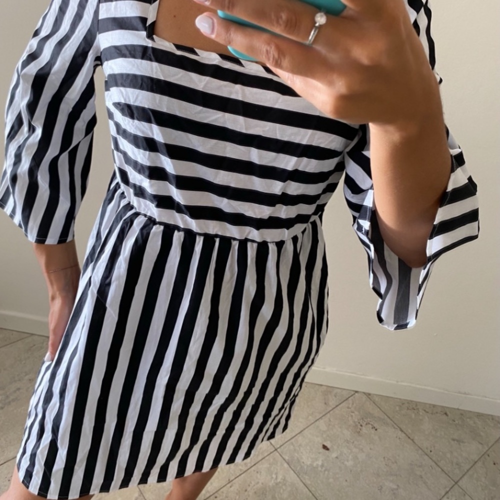 Striped Black & White Midi Dress - Tezenis